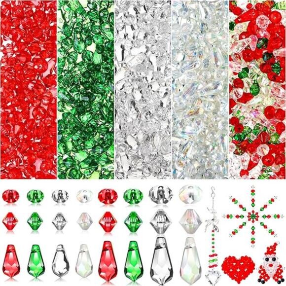 2880 Pcs Christmas Crystal Beads Bulk, Small Faceted Acrylic Beads f - Picture 5 of 5